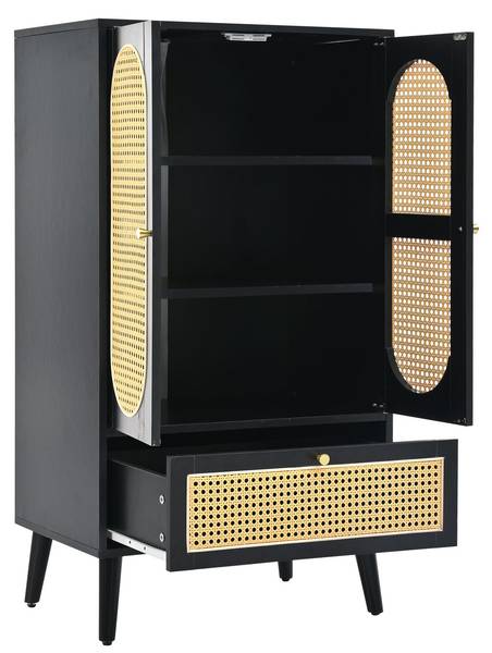 Armoire haute EveRattan Ⅳ Noir - Bois manufacturé - 40 x 111 x 60 cm