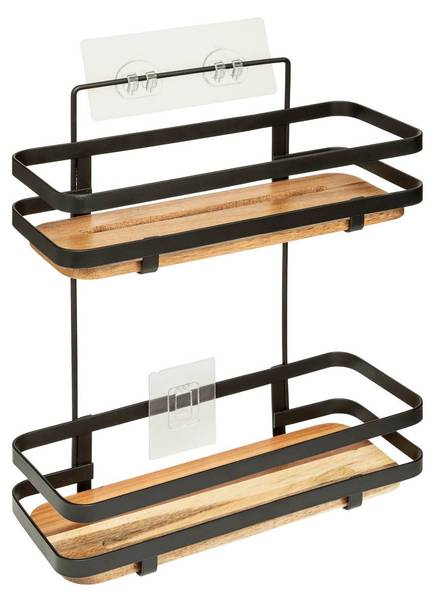 Regal BLACKACIA Schwarz - Stein - 10 x 30 x 25 cm