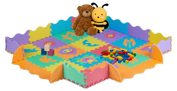 Puzzlematte Roboterteile Blau - Grün - Orange - Kunststoff - 32 x 1 x 32 cm