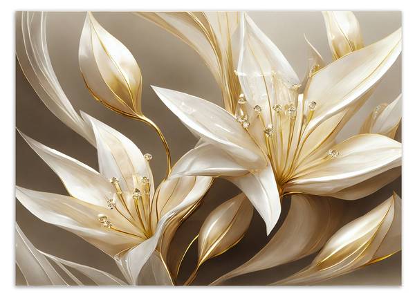 Papier peint, Image Lys en or 150 x 105 cm