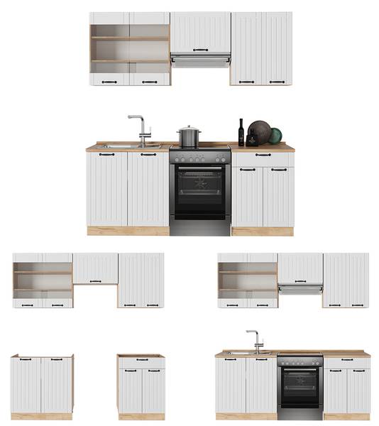 Keukeneenheid Fame Line 56890 set van 5 landelijke eikenhouten look - eikenhouten look - zuiver wit