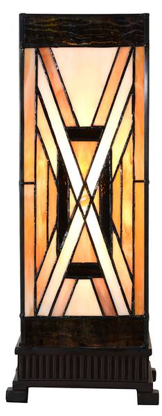 Tiffany Tafellamp Meron bruin - glas - 17 x 44 x 17 cm