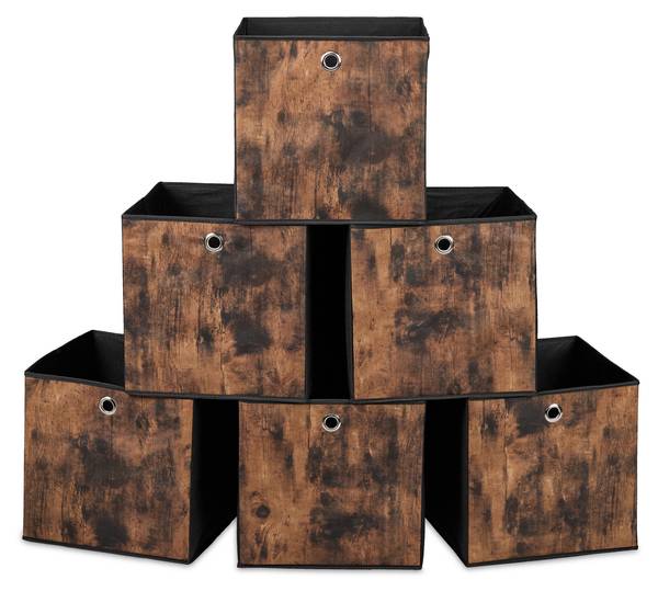 Stoff Aufbewahrungsbox Holzoptik 6er Set kaufen