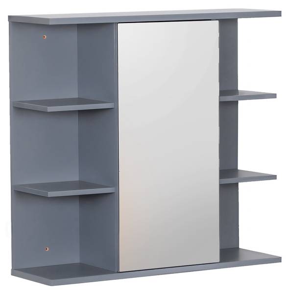 Spiegelschrank mit 8 Ablagen Grau