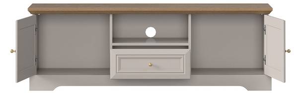 TV-Board ZARULA Beige - Braun - Holz teilmassiv - 155 x 54 x 47 cm