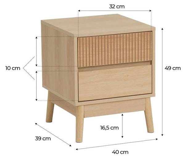 Nachttisch Naroa 46 x 14 x 48 cm