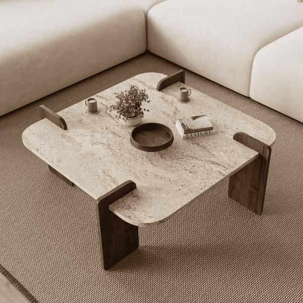 Couchtisch ORIGIN Beige - Braun - Holzwerkstoff - 90 x 35 x 90 cm