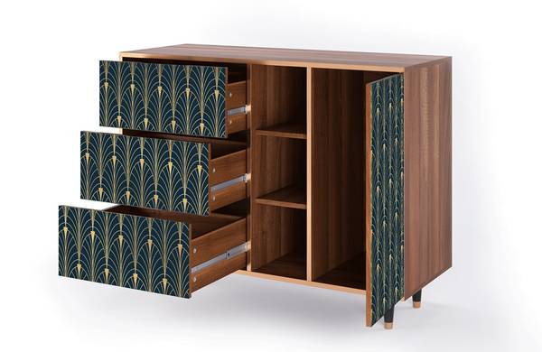 Sideboard BS2 Walnuss Schwarz - Holzwerkstoff - 125 x 98 x 48 cm