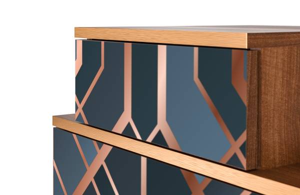 Nachttisch NS1 Walnuss Blau - Holzwerkstoff - 58 x 58 x 41 cm