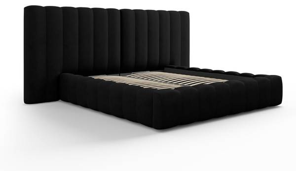 Opbergbed en 2x hoofdbord KELP zwart