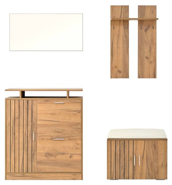 Kledingkastset NaturSHEF bruin - plaatmateriaal op houtbasis - 35 x 133 x 140 cm