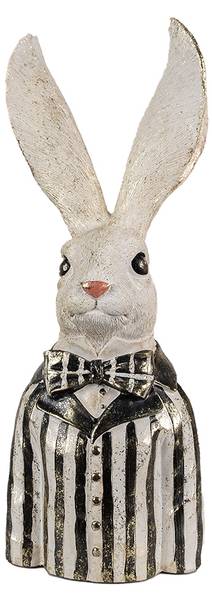 Beeld Konijn DekoEaster-Fernando wit - kunststof - 14 x 42 x 16 cm