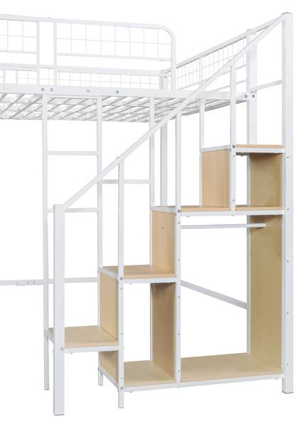 Multifunktionales Hochbett-BB1057 Weiß - Metall - 184 x 170 x 208 cm