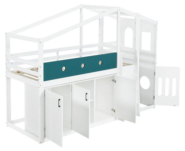 Hochbett ZoomBA130 Ⅰ Weiß - Holzwerkstoff - 110 x 190 x 257 cm