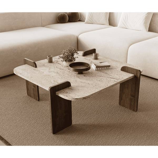 Couchtisch ORIGIN Beige - Braun - Holzwerkstoff - 90 x 35 x 90 cm