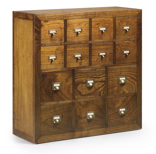 KOMMODE MIT 14 SCHUBLADEN AUS HOLZ L90cm Braun - Holz teilmassiv - 90 x 90 x 35 cm
