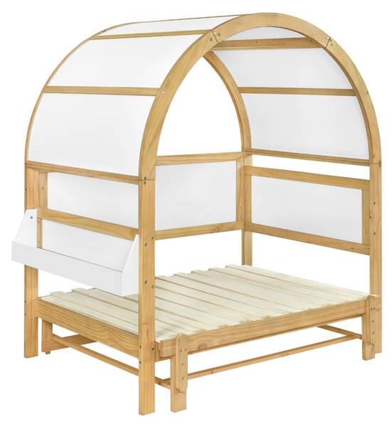 Kinderbett Daisy Braun - Weiß - Kiefer - 162 x 177 x 207 cm