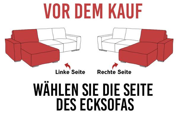 Ecksofa PETER L Grau - Ecke davorstehend rechts - Ottomane davorstehend rechts - Schlaffunktion davorstehend rechts