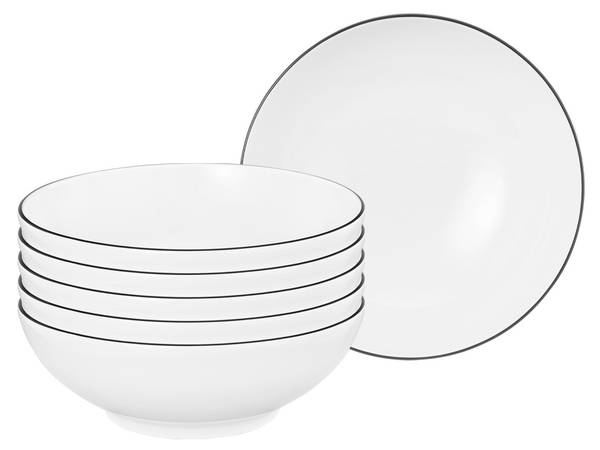 Dessertschalen Lido Black Line 6er Set Weiß - Porzellan - 16 x 6 x 16 cm