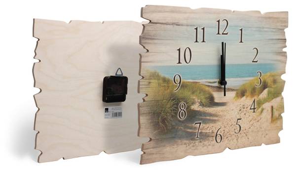 Wanduhr Holz Wolf Braun - Holzwerkstoff - 30 x 40 x 1 cm