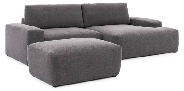 Ecksofa Lennon mit Hocker Graphit - Ecke davorstehend rechts