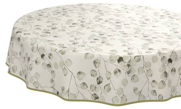 Wachstuchtischdecke Eukalyptus mit SAUM 120 x 120 cm