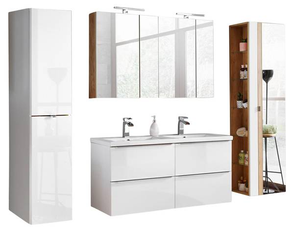 Badmöbel-Set TOSKANA-56-516 4er-Set Weiß - Holzwerkstoff - 240 x 190 x 46 cm