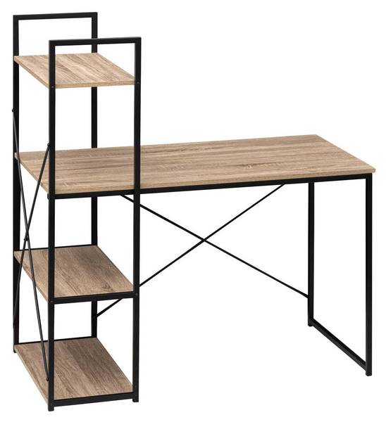 Schreibtisch mit Regalen ALIAJ Schwarz - Holzwerkstoff - 60 x 120 x 113 cm
