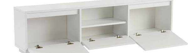 Meuble TV Morrigan Blanc - 160 x 30 cm - Bois manufacturé