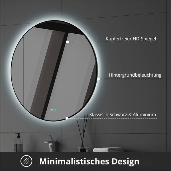 LED Badspiegel Neon 80 x 80 cm