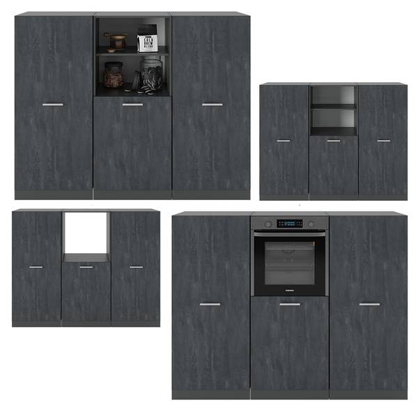 Küchenblock R-Line 53284 Grau - Chrom - 180 x 143 x 46 cm