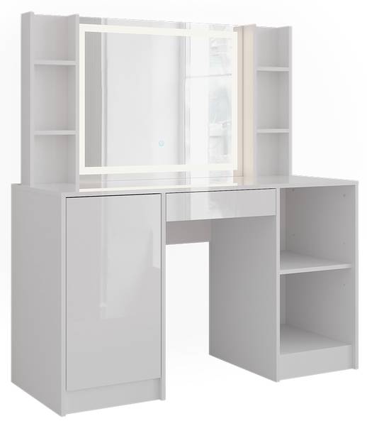 Kaptafel met licht Sherry 57627 wit - plaatmateriaal op houtbasis - 129 x 76 x 51 cm