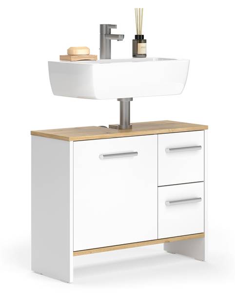Wastafelonderkast Karli 58326 eikenhouten look - wit