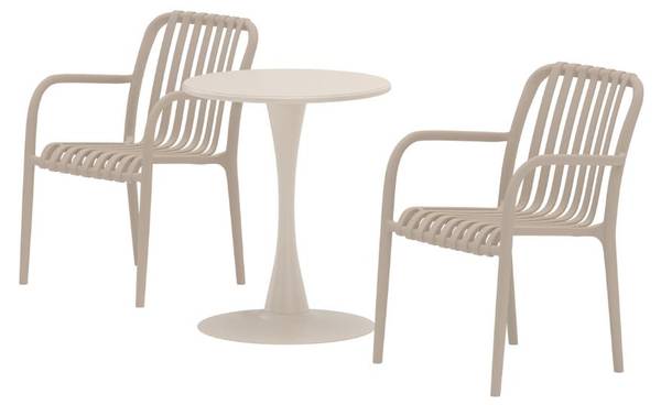 Café-Set Leano Beige - Stahl - 60 x 70 x 60 cm