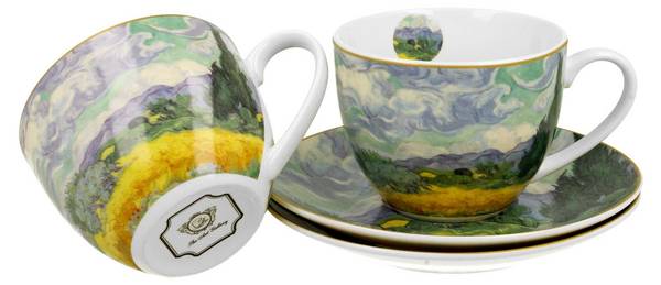 Tasse Van Gogh mit Untertasse 2er Set Blau - Porzellan