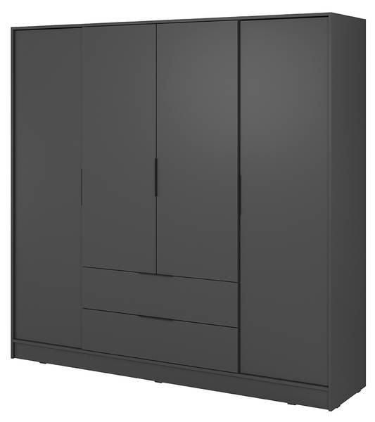 Kleiderschrank KNOCK-160-4 Grau - Holzwerkstoff - 206 x 200 x 51 cm