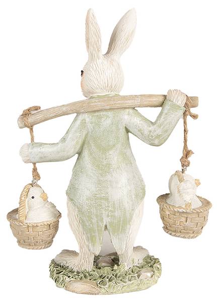 Beeld Konijn DekoEaster-Rylan wit - kunststof - 7 x 17 x 12 cm