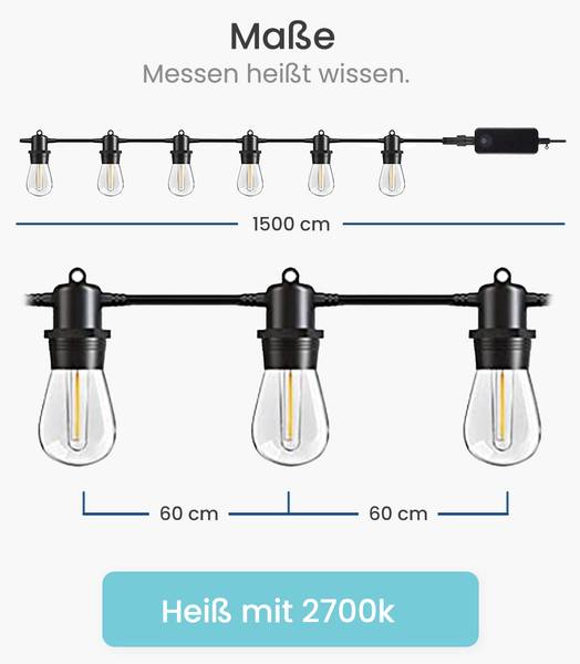 LED-Lichterkette Maxi Tiefe: 1500 cm