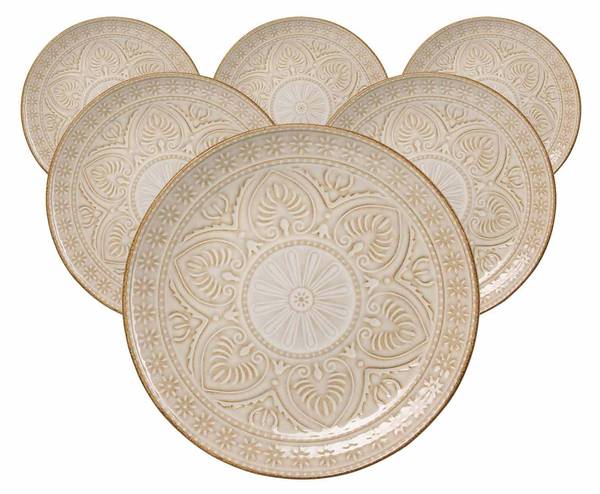 Dessertteller Omara 6er Set Beige - Keramik - 21 x 2 x 21 cm