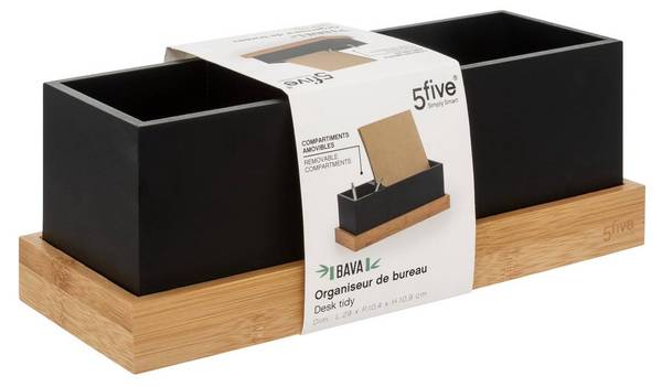 Organiseur amovible BAVA Noir - Bois manufacturé - 10 x 10 x 29 cm