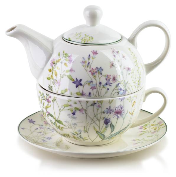Tasse mit Kanne FACCIA Weiß - Fine Bone China - Porzellan - 17 x 22 x 22 cm