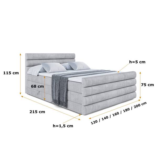Boxspringbett CELESTIA-Z KING Grau - Breite: 120 cm