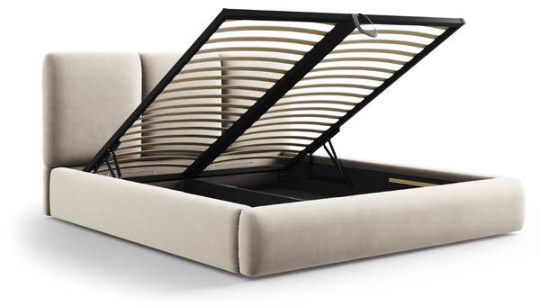 Bett NICOLAS Hochglanz Beige