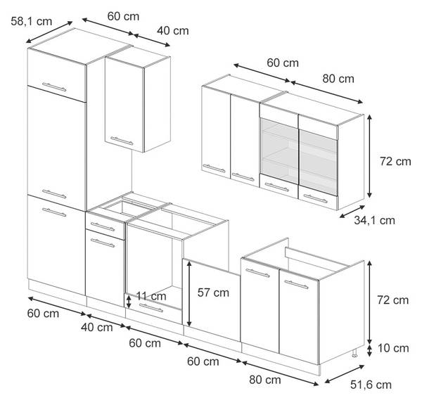 Complete keukeneenheid Fame-Line 49776 hoogglans nachtblauw - zandkleurige eikenhouten look