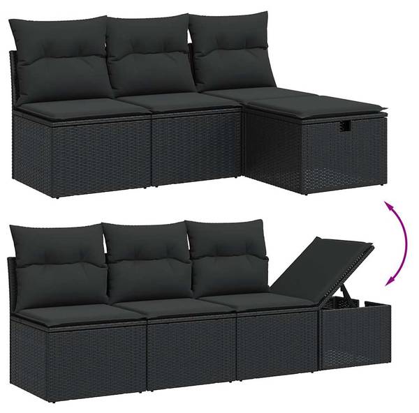 Loungeset 3036489-1 (8-delig) zwart - polyester - staal - 62 x 69 x 62 cm