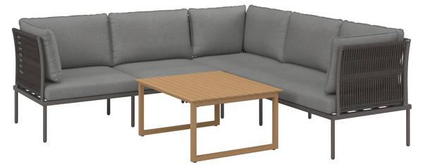 Loungegarnitur ELORA (17-teilig) Grau - Metall - Textil