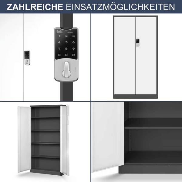 Metallschrank abschließbar DANIEL Grau - Stahl - 90 x 185 x 40 cm