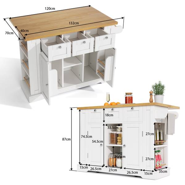 Sideboard Exine Braun - Weiß - Holzwerkstoff - 132 x 87 x 70 cm