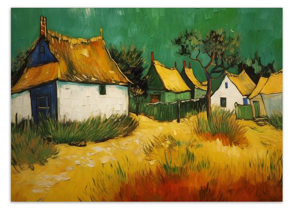 Fototapete Strohgedeckte Häuschen 350 x 245 cm