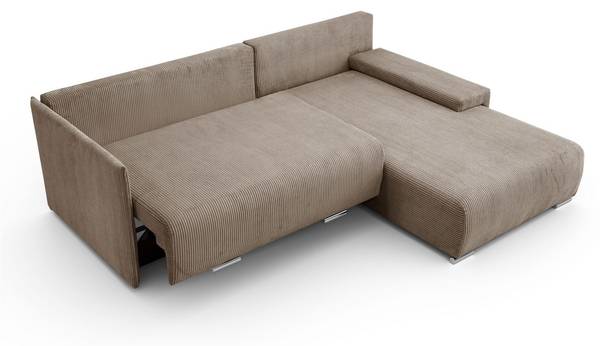 Ecksofa LAVIO L mit Schlaffunktion Beige - Polyester - 246 x 93 x 188 cm